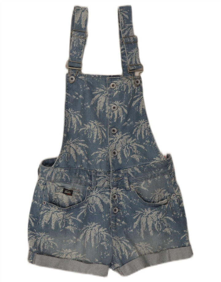 SUPERDRY Salopete pentru fete Pantaloni scurți din denim 11-12 ani XS Albastru Bumbac Floral