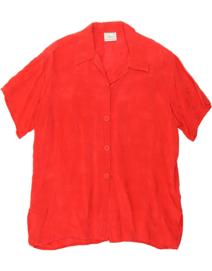 CLASSICS Womens Short Sleeve Shirt UK 12 Medium  Red Cupro Vintage Classics and Second-Hand Classics from Messina Hembry 