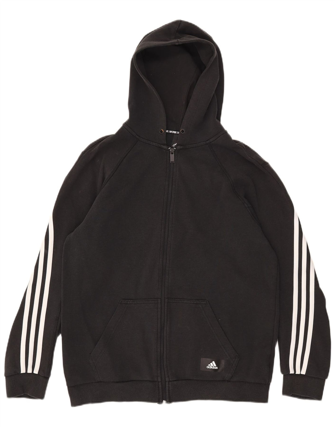 Pulover Adidas pentru bărbați, cu fermoar, bumbac mediu negru