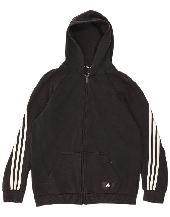 Pulover Adidas pentru bărbați, cu fermoar, bumbac mediu negru