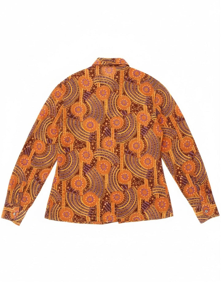 Cămașă Vintage pentru Damă See Through IT 44 Maro Mediu Bumbac Geometric