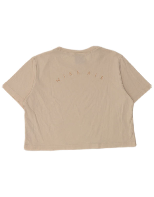 Tricou crop grafic Nike pentru femei Top UK 14 Medium Beige Bumbac