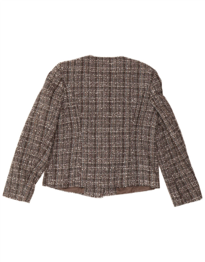 CLASSIC Womens Crop 4 Button Blazer Jacket UK 12 Medium Brown Flecked