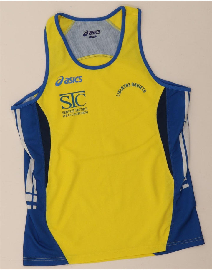 Top cu vestă grafică pentru bărbați Asics, mare, galben, poliester color bloc