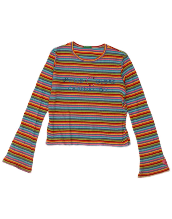 Benetton Fete Top Grafic Mânecă Lungă 11-12 Ani XL Multicolore în dungi