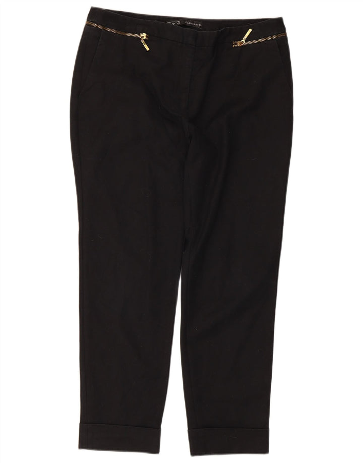 Pantaloni tăiați pentru femei Zara EU 40 Medium L30 L24 Bumbac negru