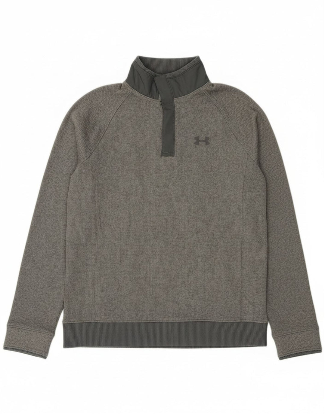 Pulover pentru băieți Under Armour, cu gât cu nasturi, 11-12 ani, mare, gri