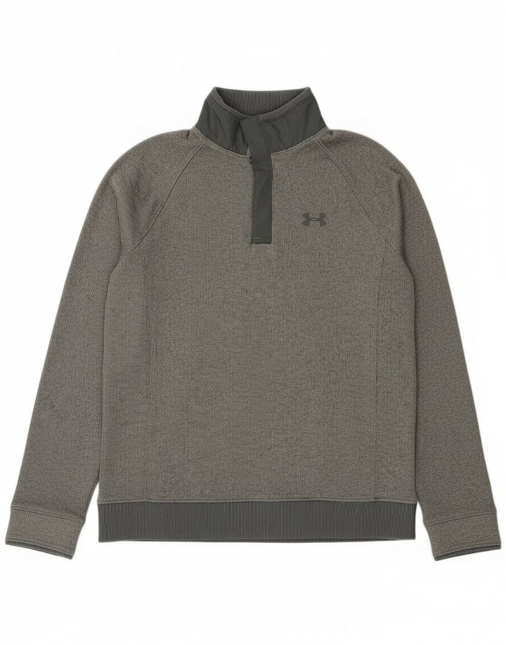 Pulover pentru băieți Under Armour, cu gât cu nasturi, 11-12 ani, mare, gri