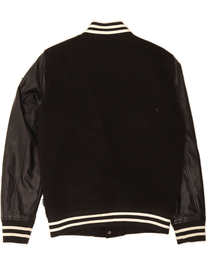 HOLLISTER Mens Varsity Jacket UK 36 Small Black Polyester Vintage Hollister and Second-Hand Hollister from Messina Hembry 