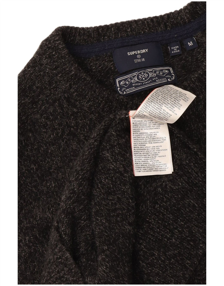 Pulover Superdry pentru bărbați cu gât crew, lână cu pete, gri mediu