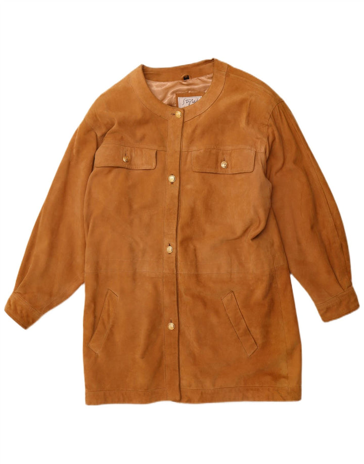 YORN Pardesiu supradimensionat din piele intoarsa EU 40 Medium Bej Piele