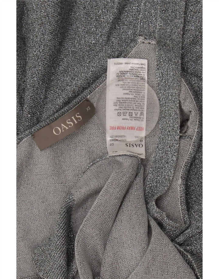 Oasis Crop Cami Top pentru femei UK 6 XS Silver Flecked Viscose