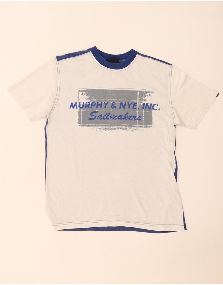 Tricou grafic Murphy & Nye pentru bărbați Top mic, alb, din bumbac color bloc
