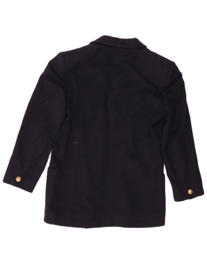 Jaeger Femei Blazer Dublu Breasted UK 6 XS Bleumarin Lână Nouă