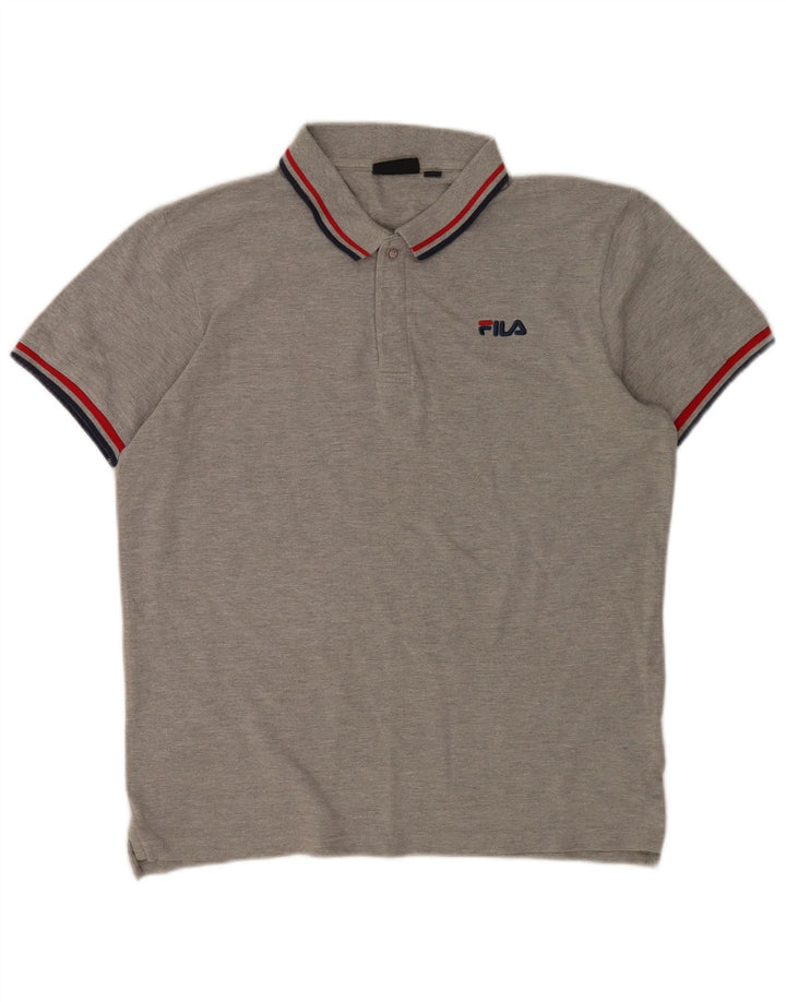 Tricou polo Fila pentru bărbați, bumbac gri mediu