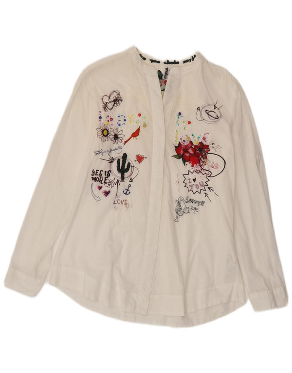 Bluză cu mânecă lungă cu grafică Desigual pentru femei UK 14, mare, albă, florală