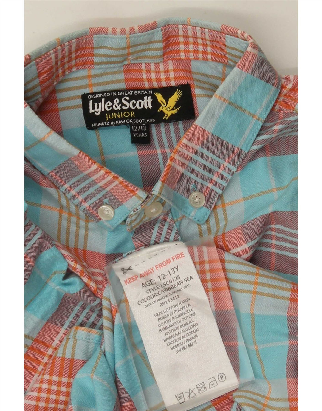 Cămașă cu mânecă scurtă Lyle & Scott pentru băieți 12-13 ani, bumbac cu carouri multicolore