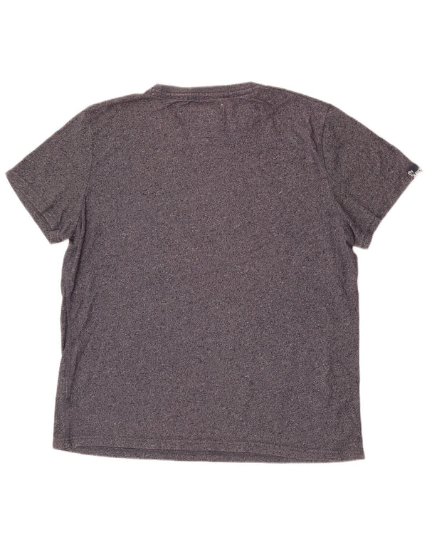Superdry Mens Graphic T-Shirt Top 2XL Navy Blue Flecked Cotton