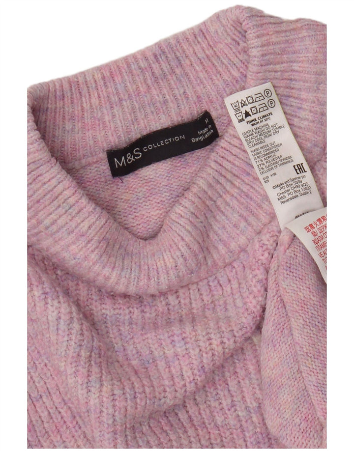 Pulover pentru femei Marks & Spencer cu decolteu triplu UK 14 Medium Pink Flecked