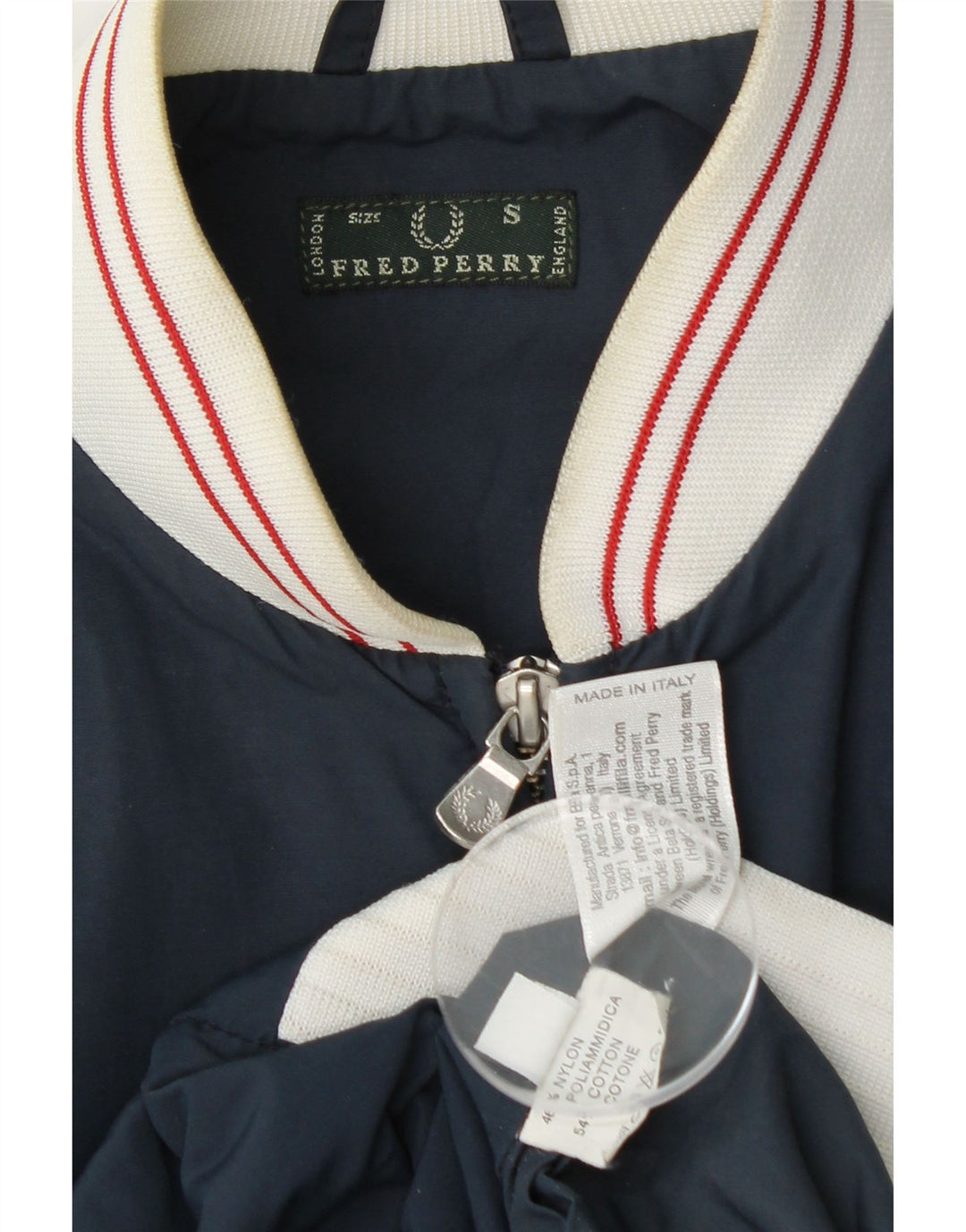 Jachetă bomber pentru femei Fred Perry UK 10 mic, albastru marin, nailon color bloc