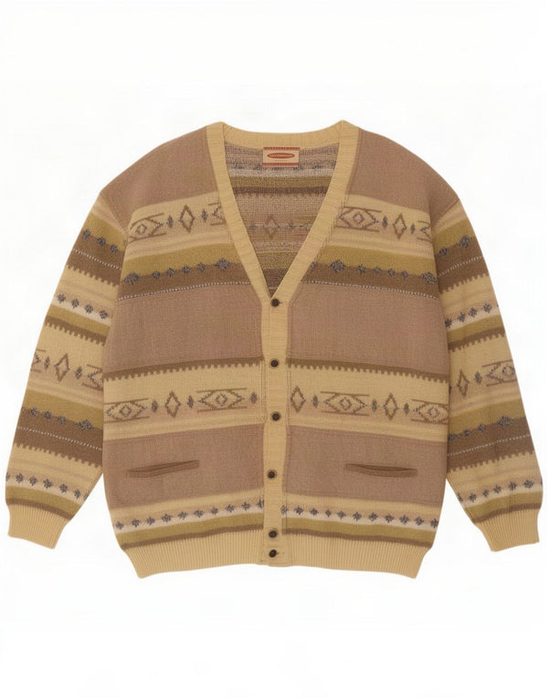 Settebello Pulover pentru bărbați cardigan mare maro geometric