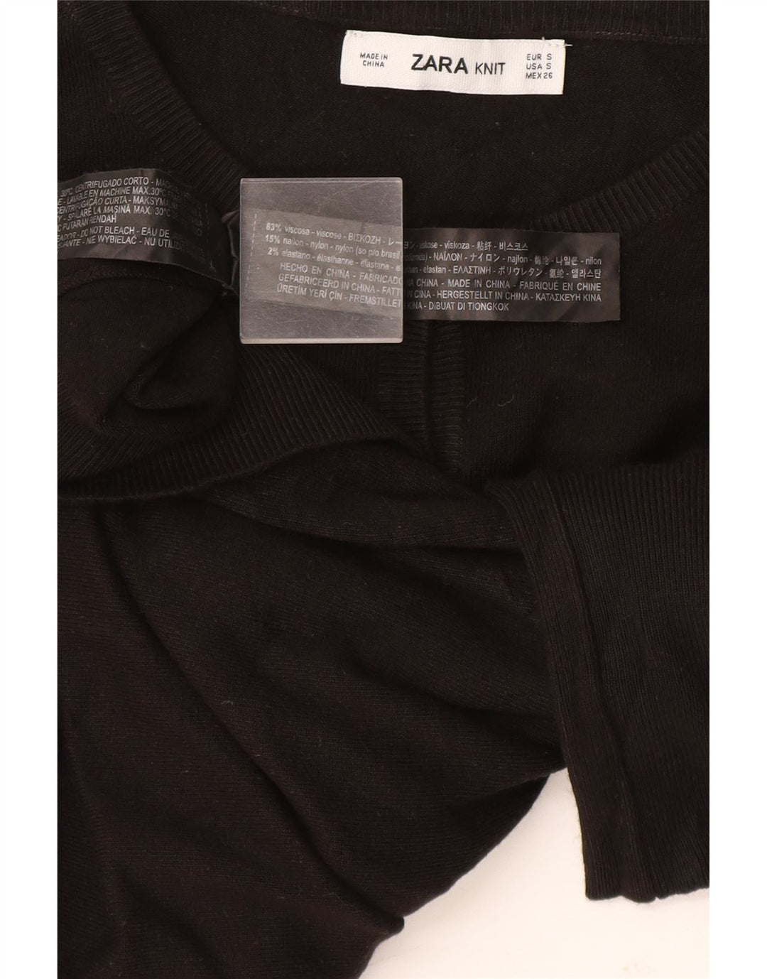 Pulover cardigan pentru femei Zara UK 10 mic, negru, viscoză