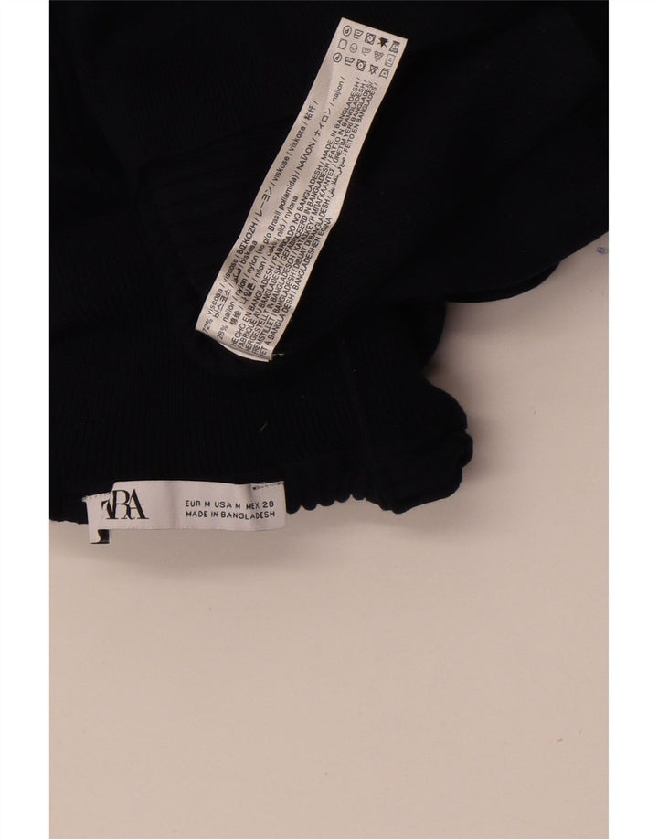 Crop Top pentru femei Zara cu mânecă lungă UK 12 Medium Bleumarin Viscoză