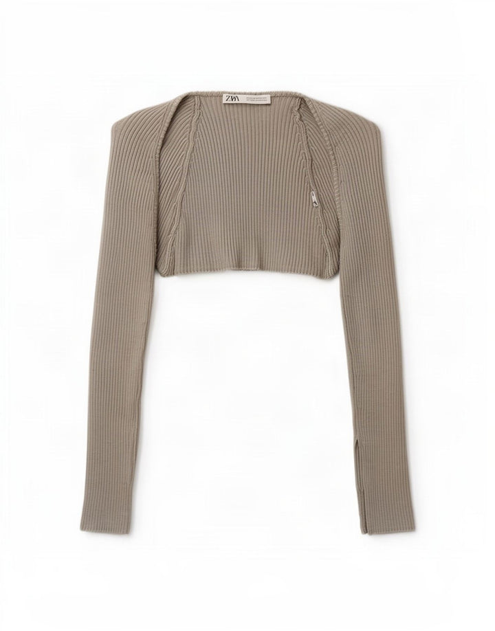 Top pentru femei Zara Crop Open Bolero UK 12 Medium Gri