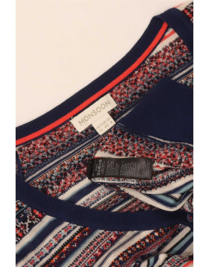 Monsoon Pulover cu decolteu în V pentru femei UK 12 Medium Multicolor Fair Isle