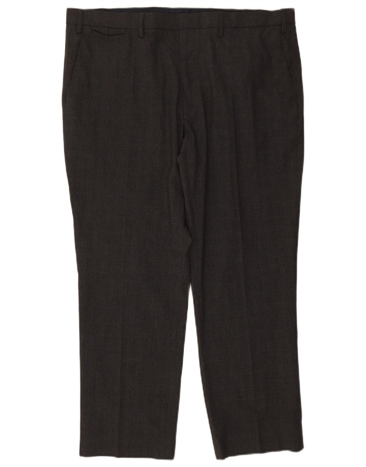 MARKS & SPENCER Mens Regular Fit Chino Trousers W40 L28 Grey Polyester