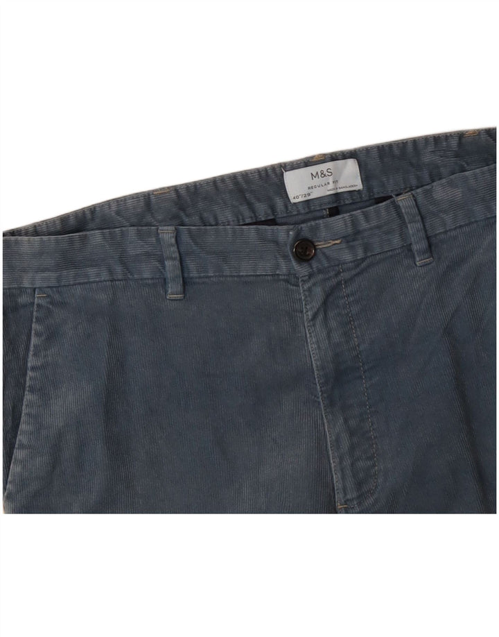 MARKS & SPENCER Pantaloni drepti pentru bărbați din velur L40 L29 Albastru