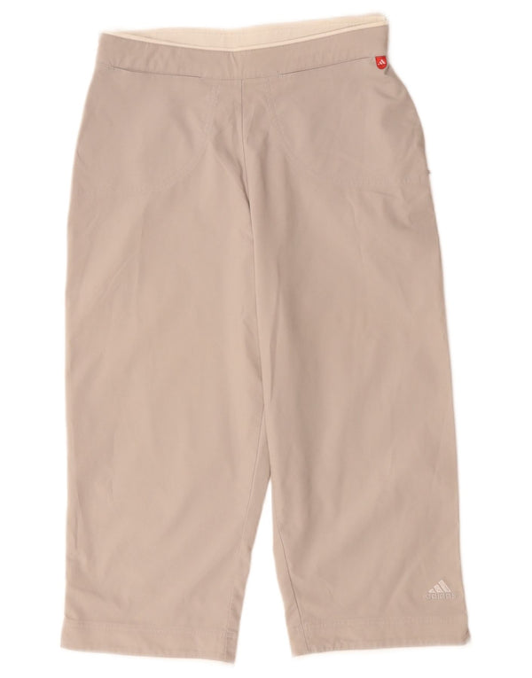 Pantaloni capri drepti Adidas pentru femei UK 12 Medium W28 L19 Bej Poliester