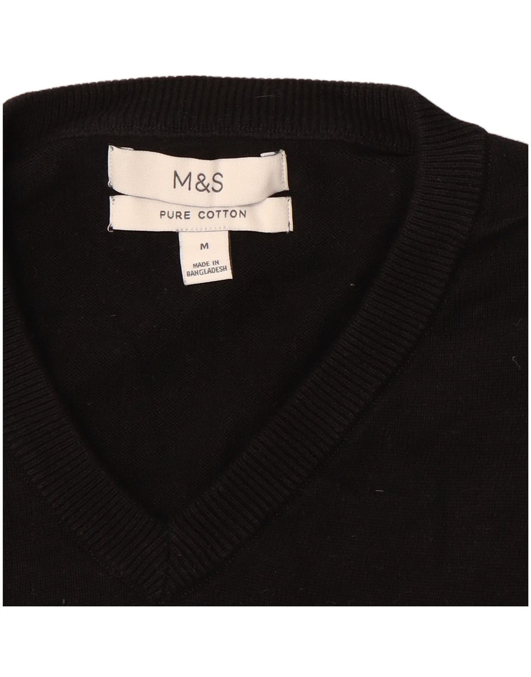 Pulover Marks & Spencer pentru bărbați, cu decolteu în V, bumbac mediu negru