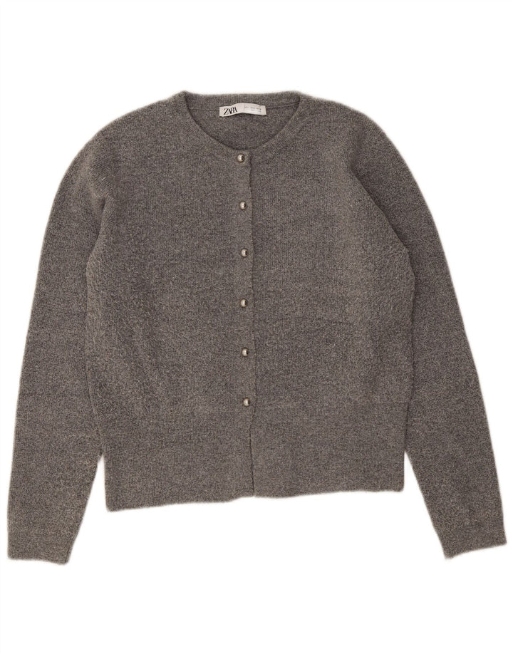 Pulover cardigan pentru femei Zara UK 14 mare poliester gri