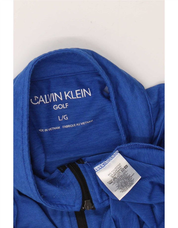 Top de trening Calvin Klein pentru bărbați, cu fermoar și gât, din poliester albastru
