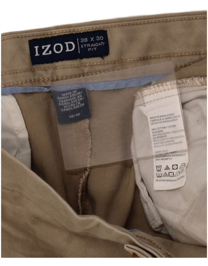 Pantaloni chino drepți pentru bărbați IZOD L38 L30 bumbac bej