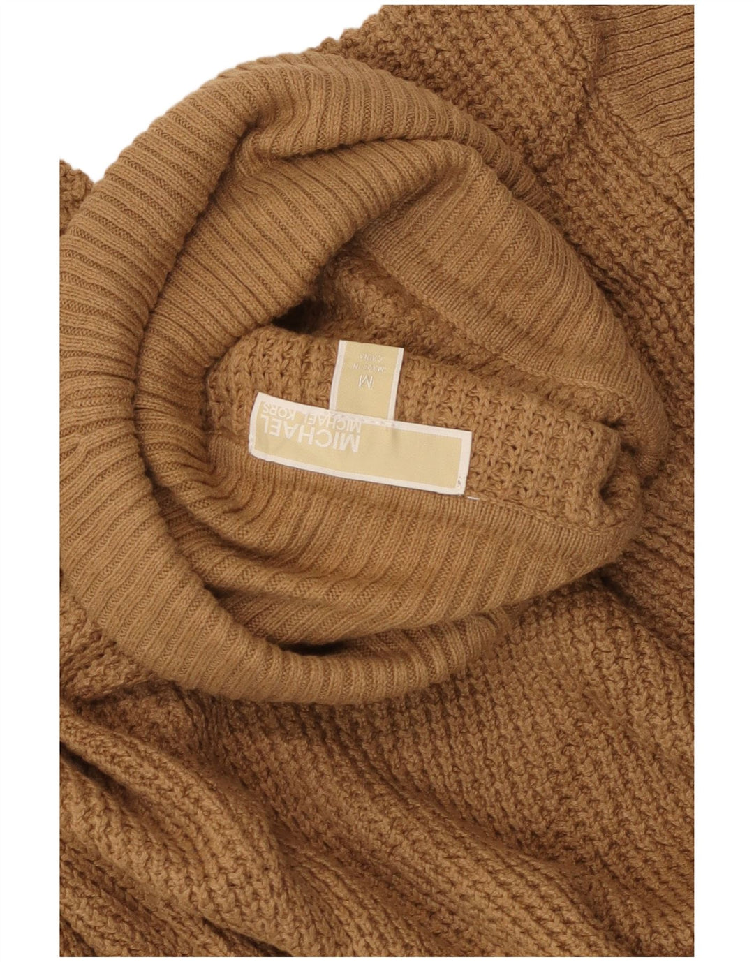 MICHAEL KORS Pulover cu gât rulat pentru femei UK 12 bumbac mediu bej