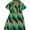SIRIEM CONFEZIONI Womens Pullover Shirt Dress UK 12 Medium Green Striped Vintage Siriem Confezioni and Second-Hand Siriem Confezioni from Messina Hembry 