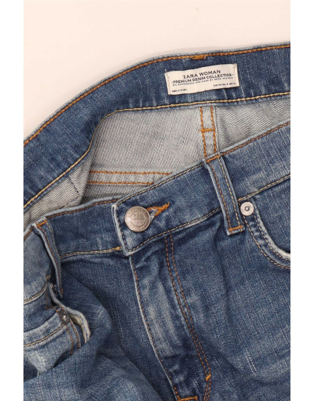 Blugi tăiați pentru damă Zara EU 40 Medium L30 L25 Albastru