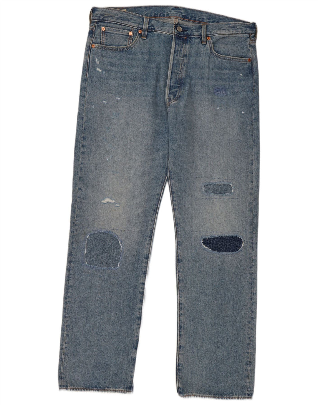 Levi's 501 Straight Jeans W36 L32 Blue Patchwork Bumbac