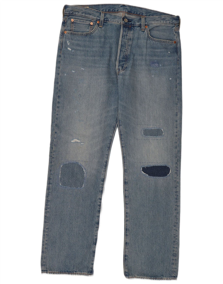 Levi's 501 Straight Jeans W36 L32 Blue Patchwork Bumbac