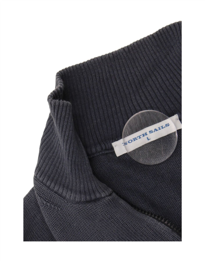 NORTH SAILS Womens Zip Neck Jumper Sweater UK 16 Large Navy Blue