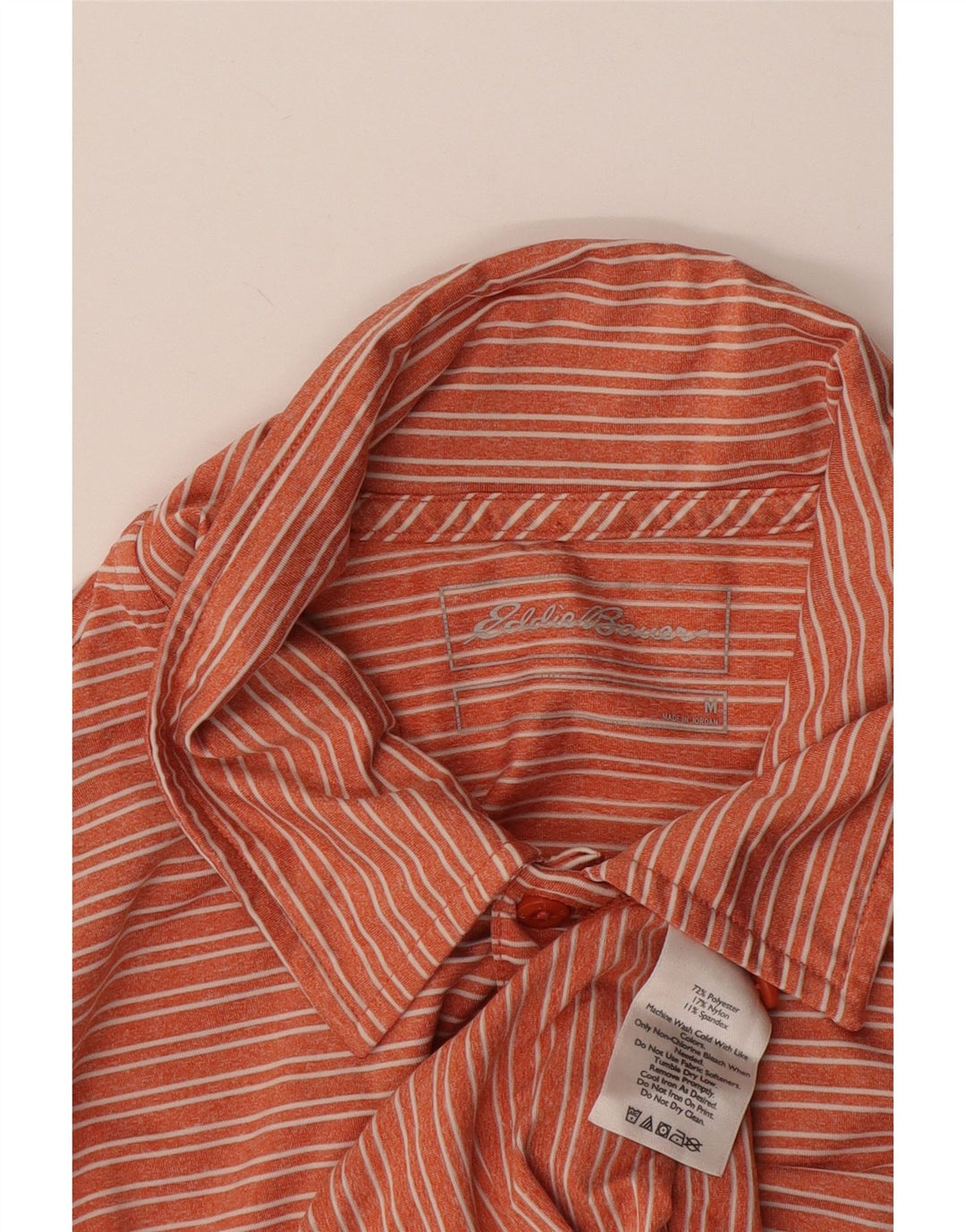 Tricou polo pentru bărbați Eddie Bauer, poliester cu dungi portocaliu mediu