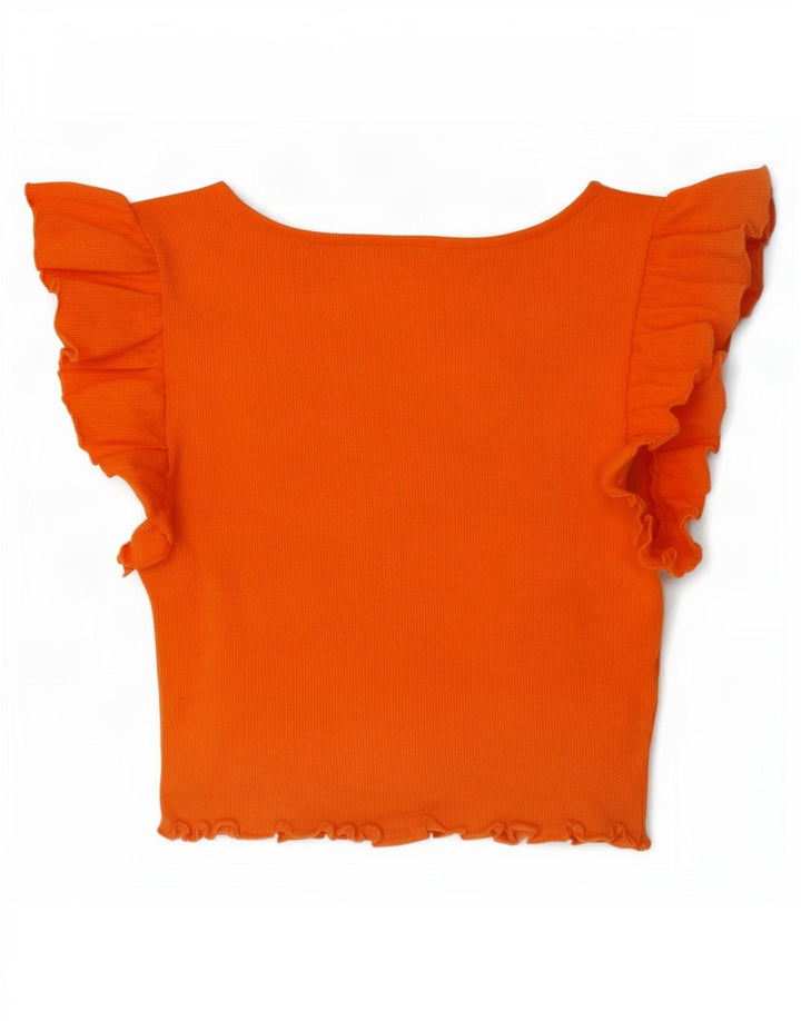 Crop Top femeie Zara UK 10 mic portocaliu bumbac