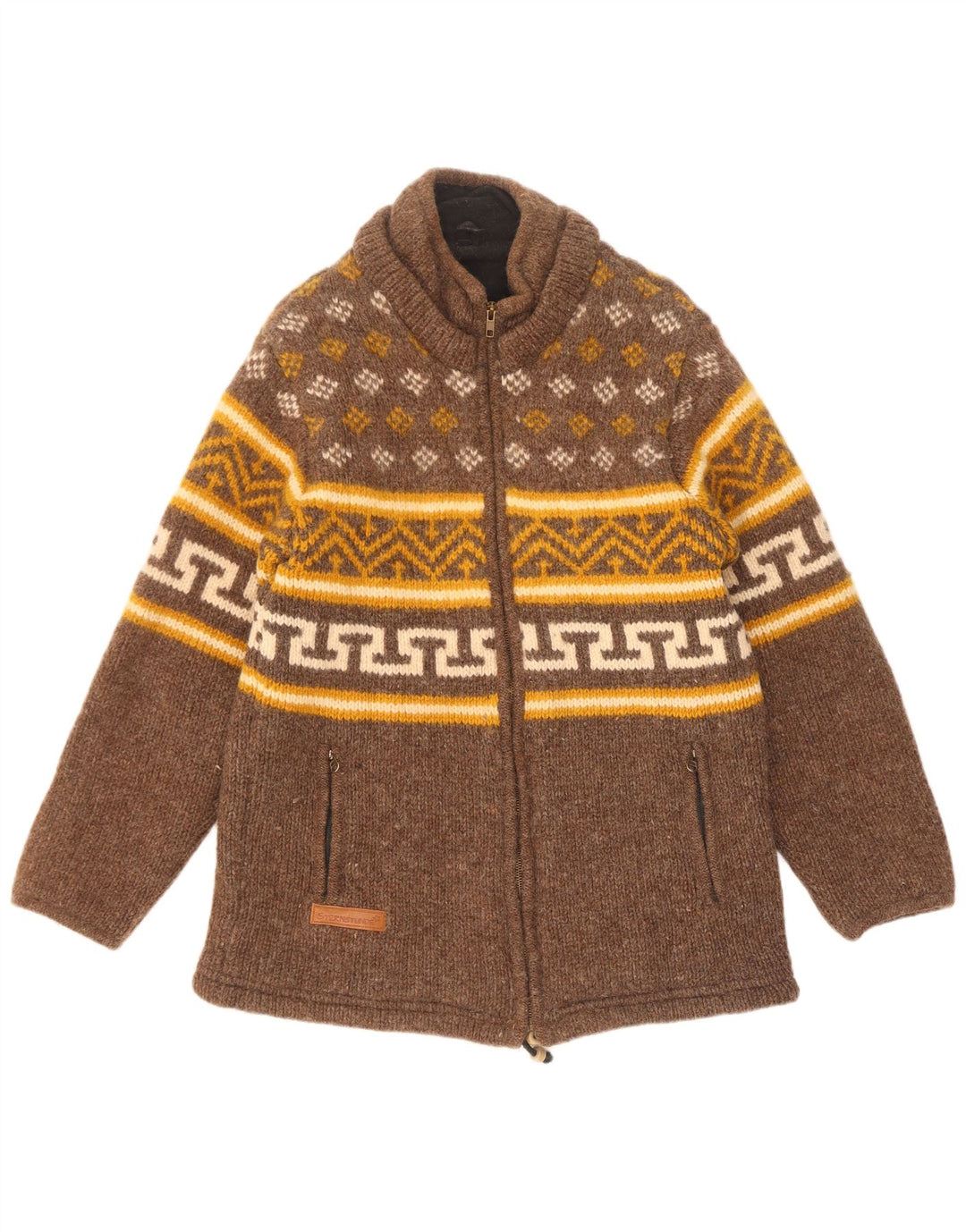 Sternstunde Jachetă de vânt pentru femei tricot UK 14 Medium Brown Geometric