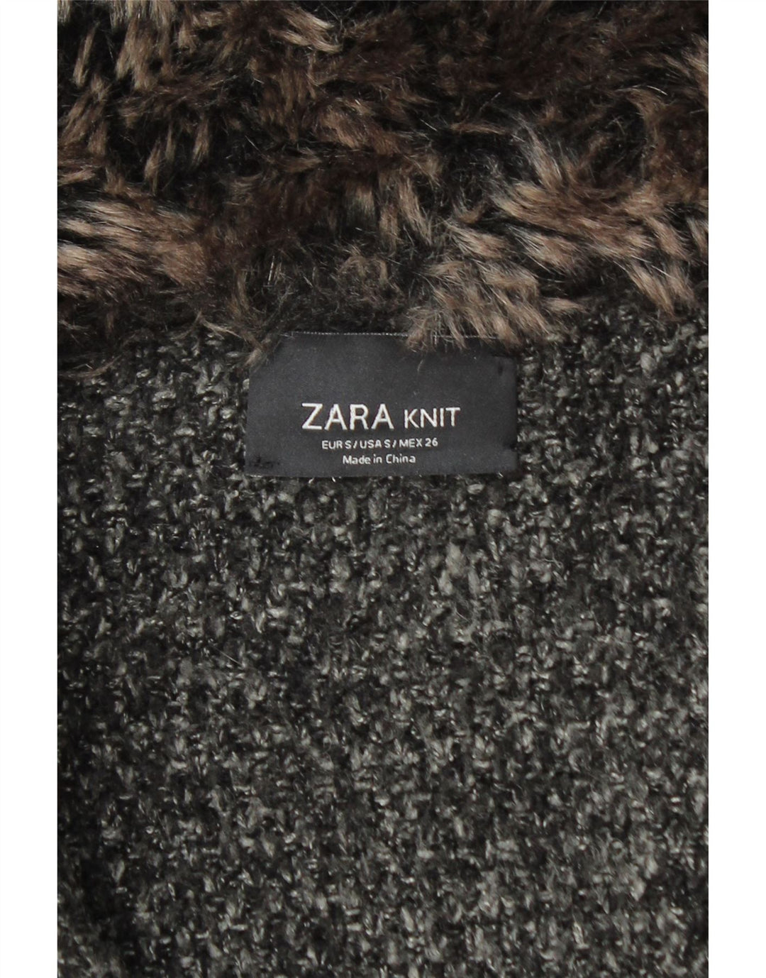 Pardesiu supradimensionat din tricot pentru femei Zara UK 10, mic, negru, acrilic