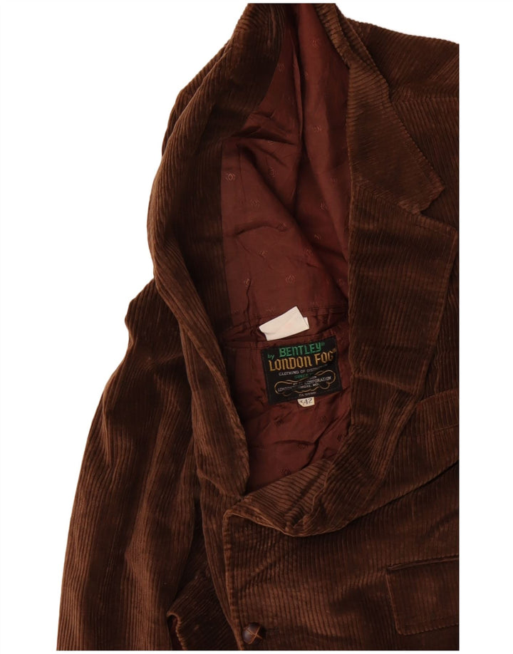 LONDON FOG Jachetă pentru bărbați din velur cu 2 nasturi EU 42 XL bumbac maro