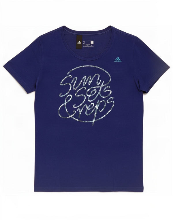Tricou grafic Adidas pentru femei Top UK 8/10 Small Blue Bumbac