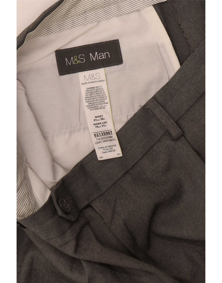 Pantaloni de costum pentru bărbați Marks & Spencer L36 L31 poliester gri