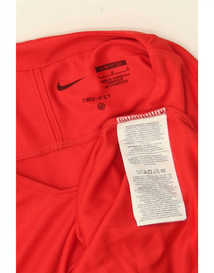 Nike Dri Fit Slim Fit Graphic Top cu mânecă lungă din poliester roșu mare